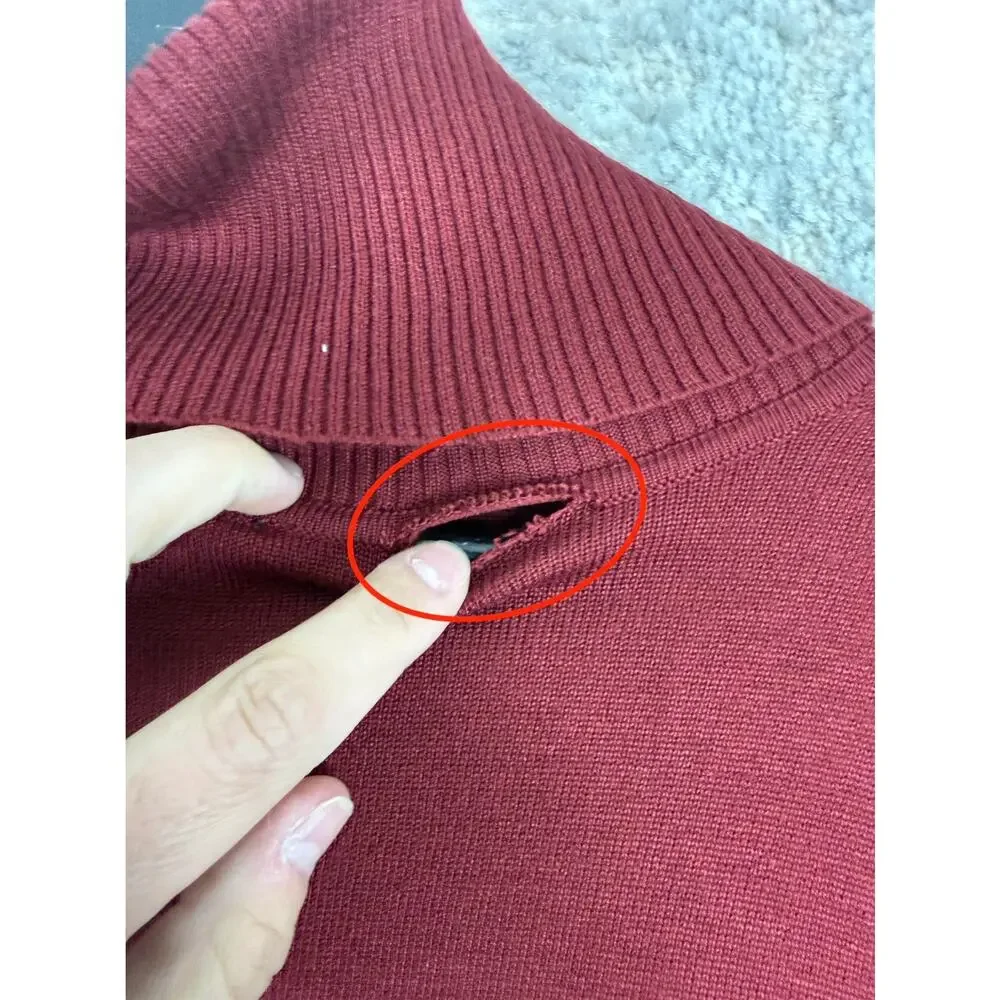 NEW Cable & Gauge Size S Minimalist Cowl NEck Sweater Red Long Sleeve Casual NWT